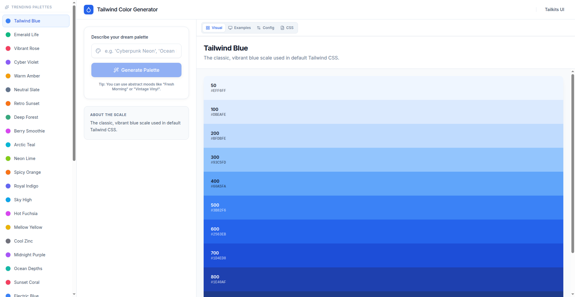 AI駆動型 Tailwind カラーパレットジェネレーター