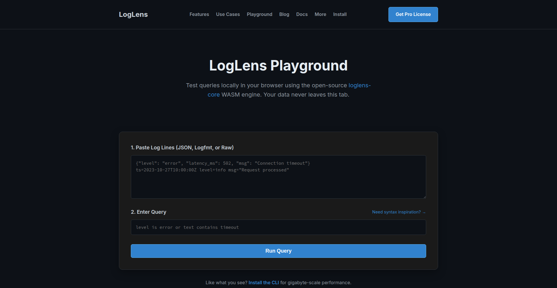 LogLens: WebAssembly ログアナライザー