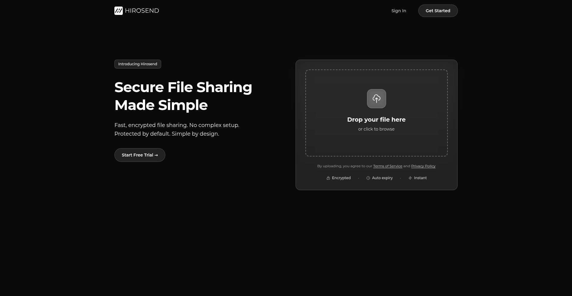 Hirosend: 暗号化されたファイル共有の迅速な伝送