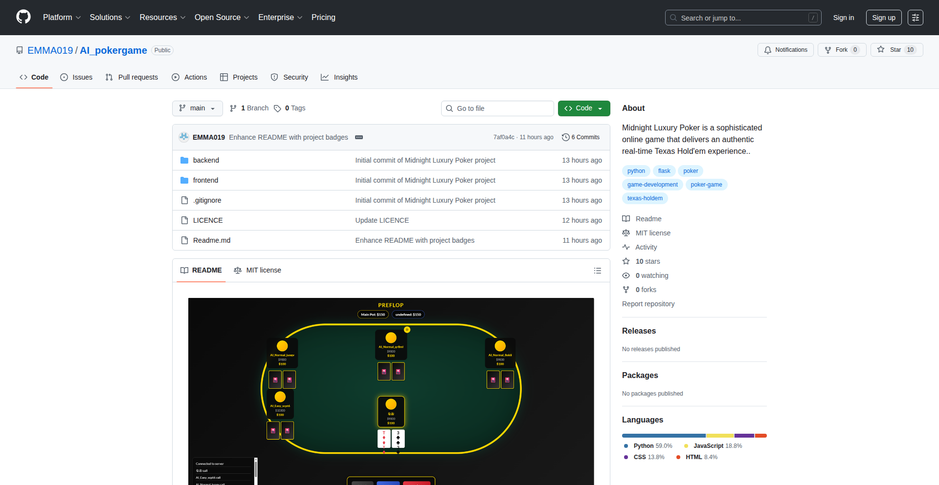 リアルタイムAIテキサスホールデム・パイソン
