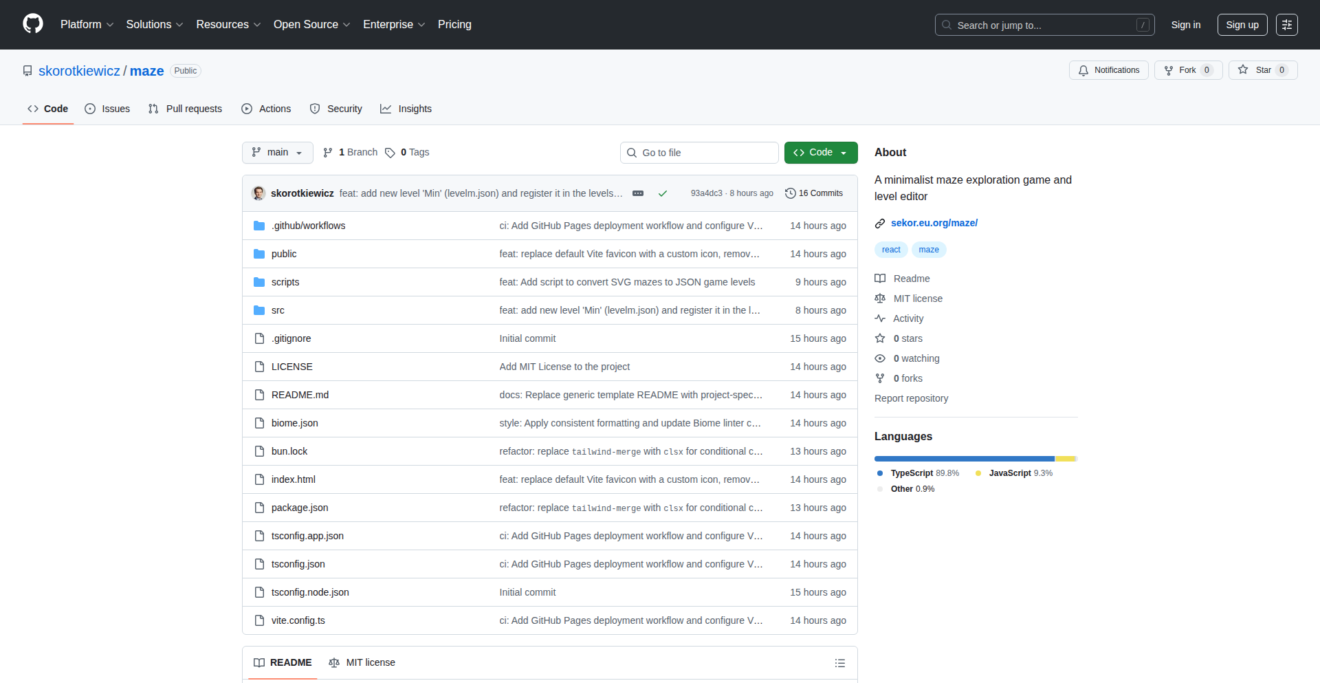 ミニマリスト迷宮探索ゲーム＆レベルエディター