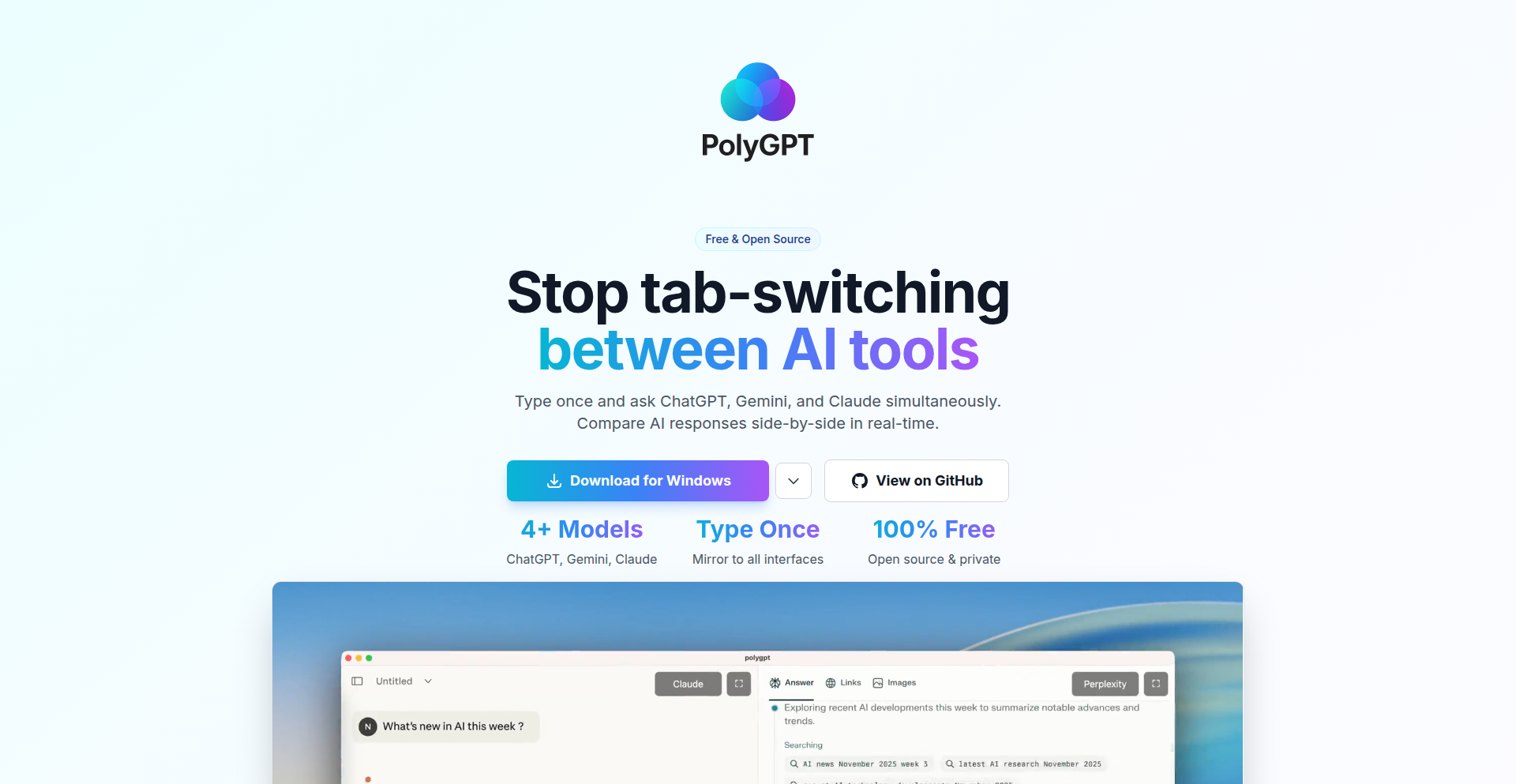 PolyGPT: AI模型多视界比较器