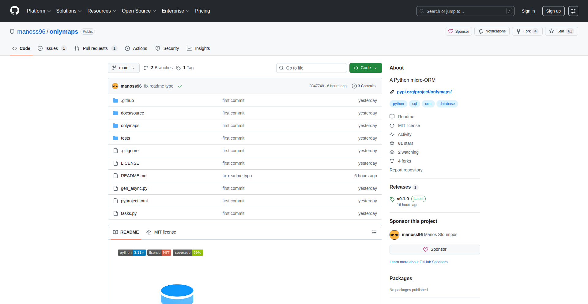 Onlymaps: Python 极简数据库交互层
