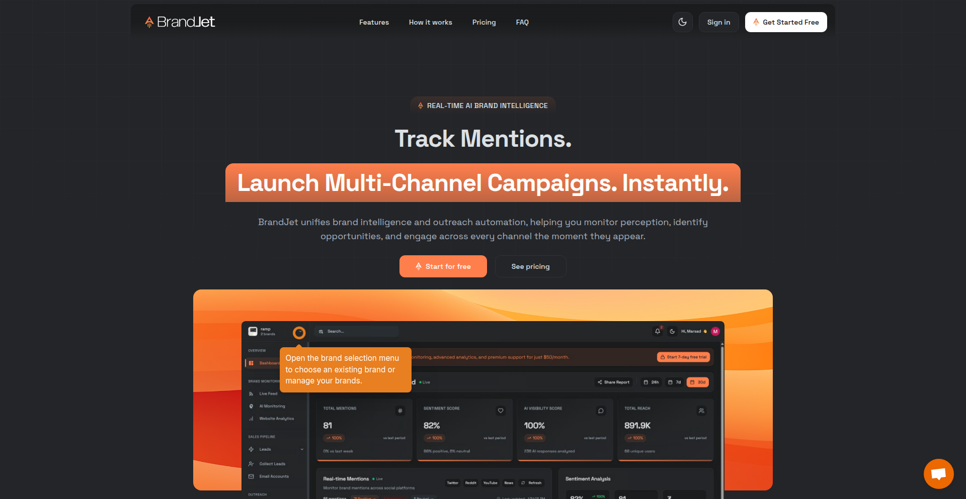BrandJet: 統合ブランド監視 & アウトリーチ・プラットフォーム