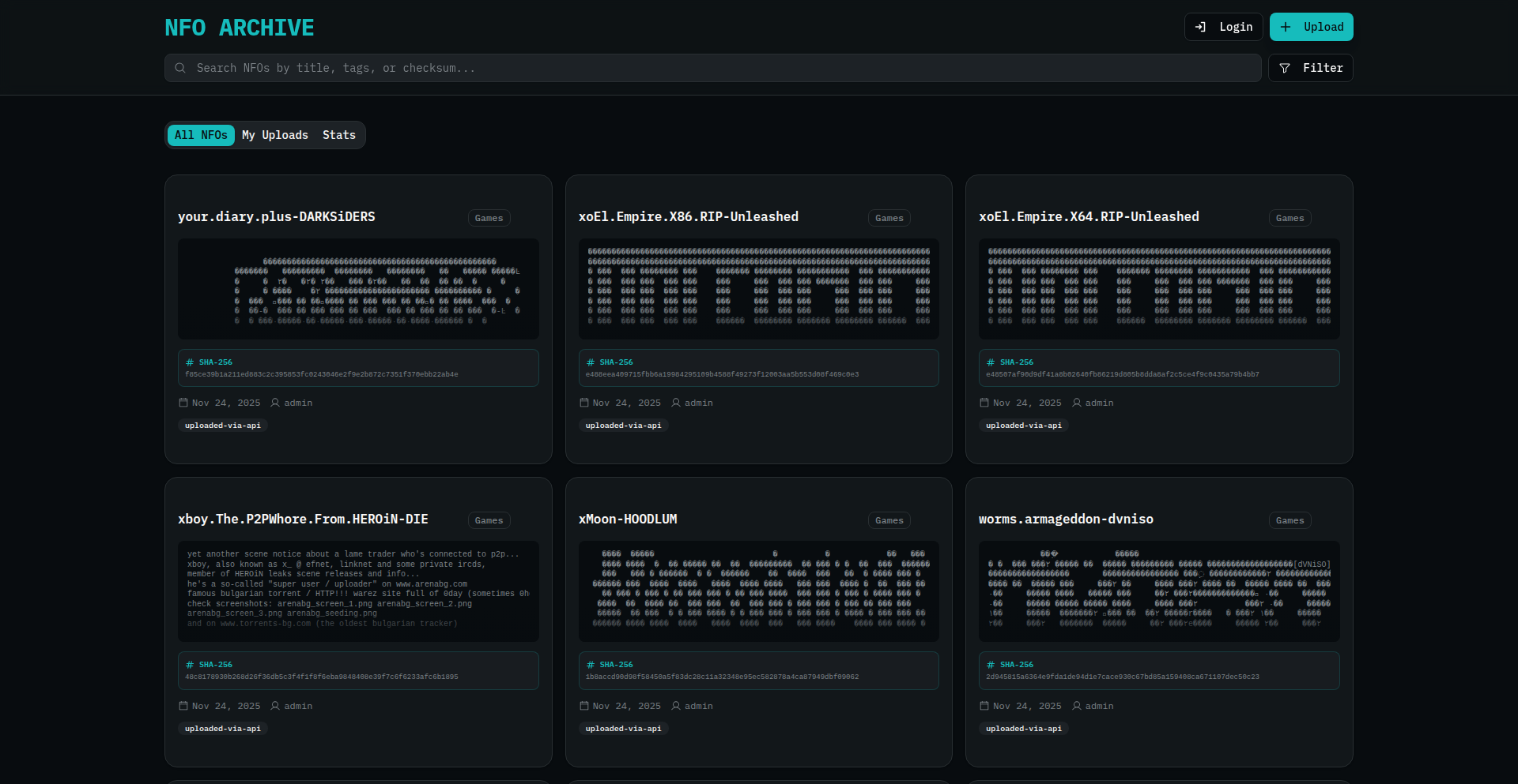 NFOアーカイブ - 現代的なレトロ風NFOファイルビューア