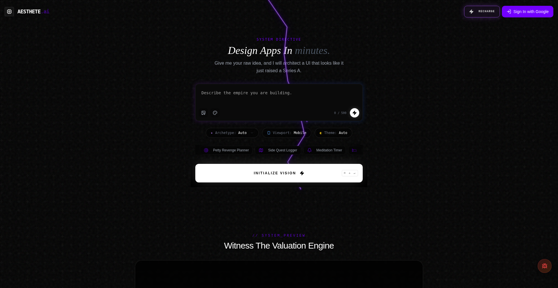 AESTHEAI - Gemini 3 搭載 テキストUI生成エンジン
