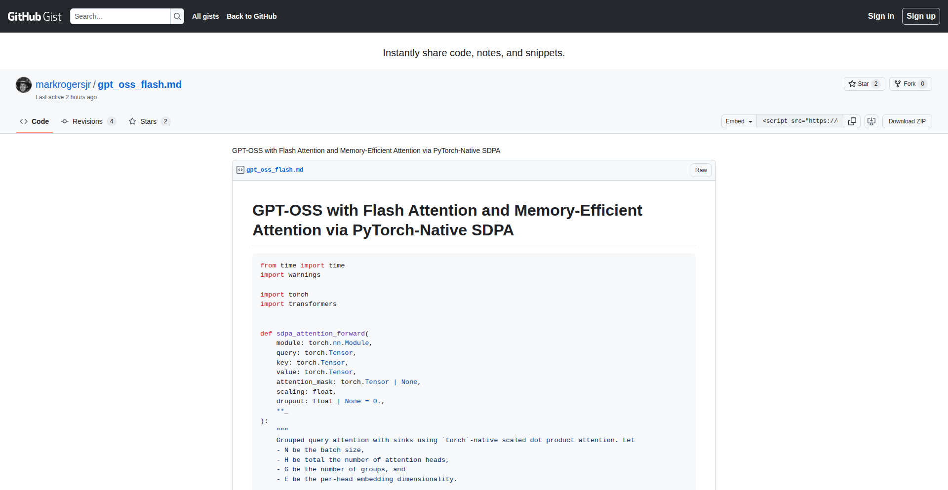 GPT-OSS フラッシュアテンションネイティブPyTorch