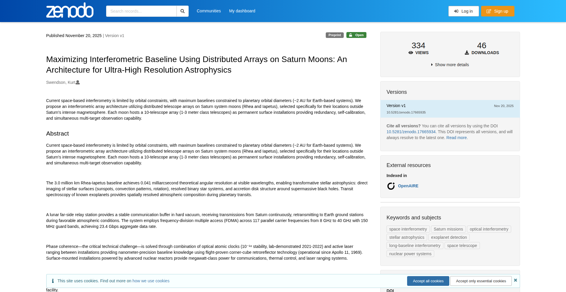 土星の衛星干渉計：300万km級の宇宙望遠鏡コンセプト