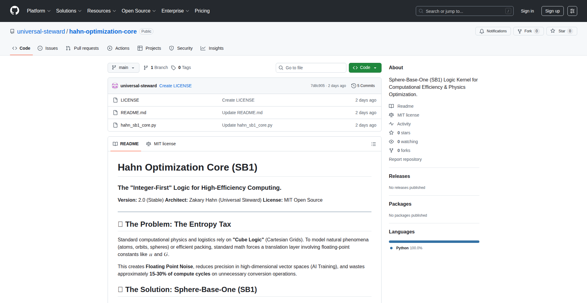 Sphere-Base-One: Integer Physics Kernel