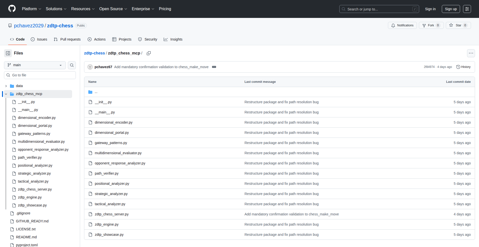 ZDTP Chess: Multiverse Chess Engine