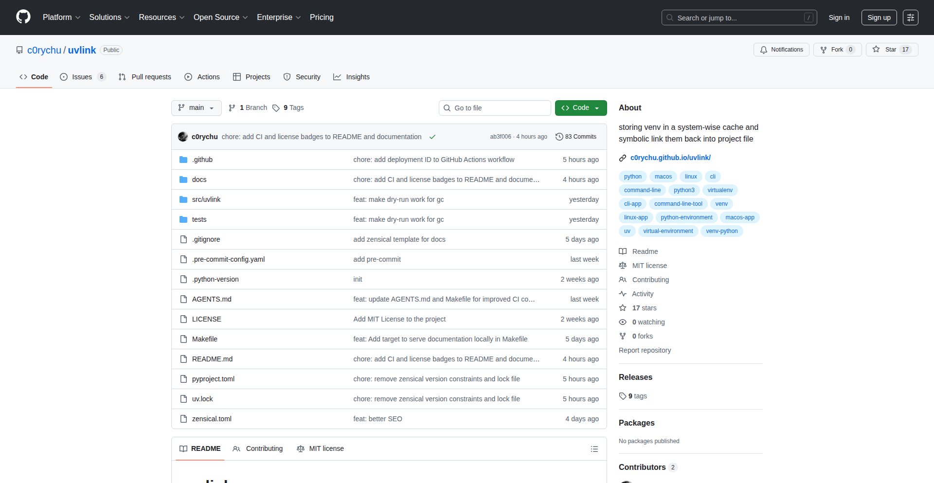 uvlink - Centralized .venv Cache & Symlink Manager