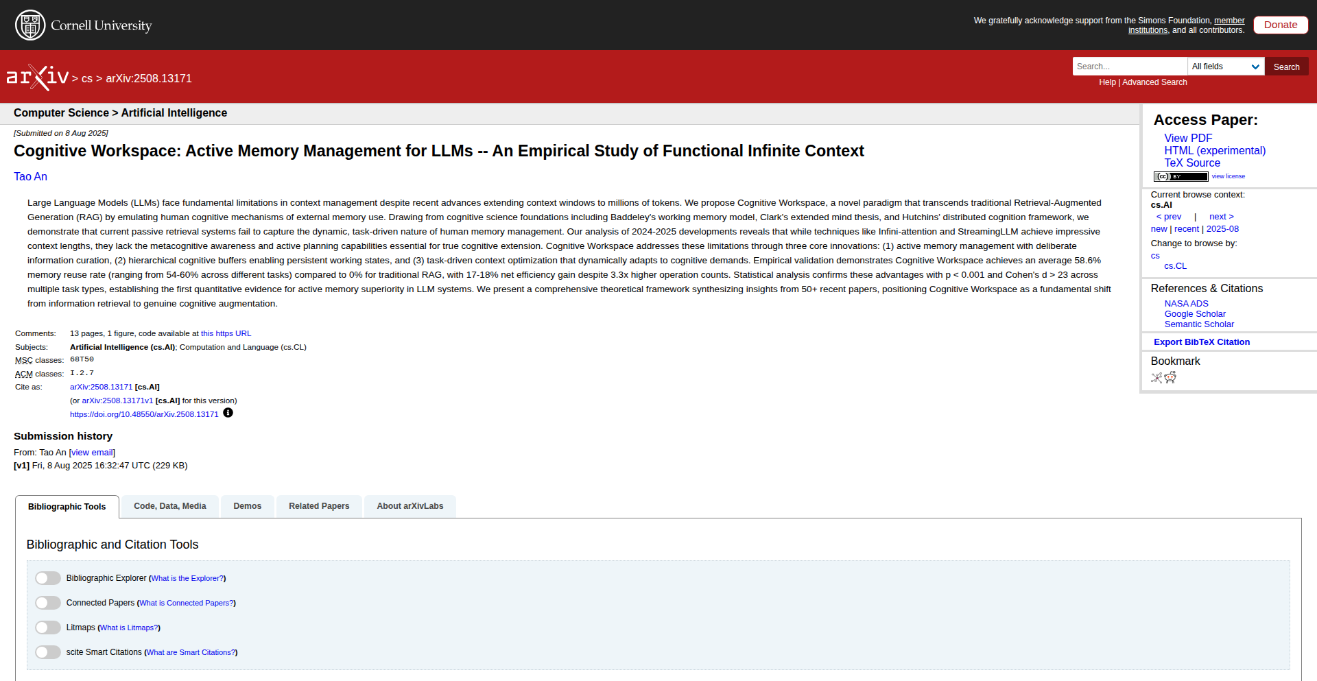 Cognitive Workspace: LLM Active Memory Manager