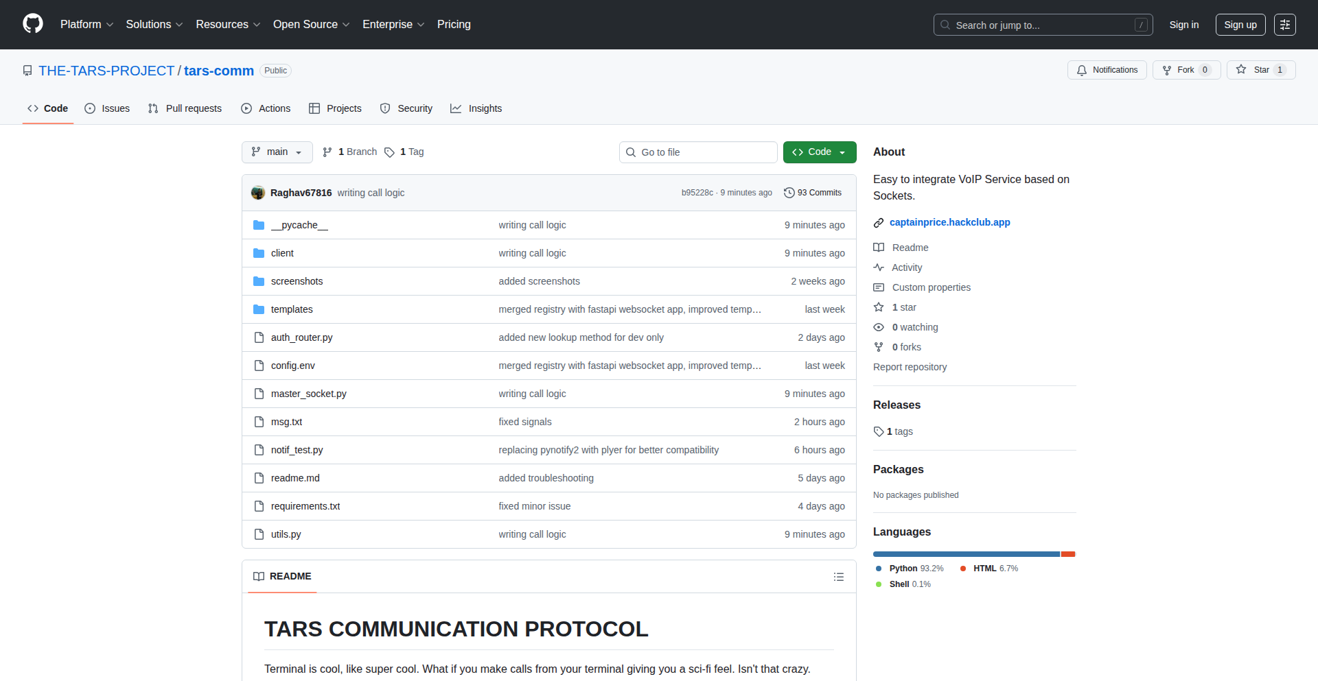 TarsVOIP: Terminal-Native VoIP Communicator