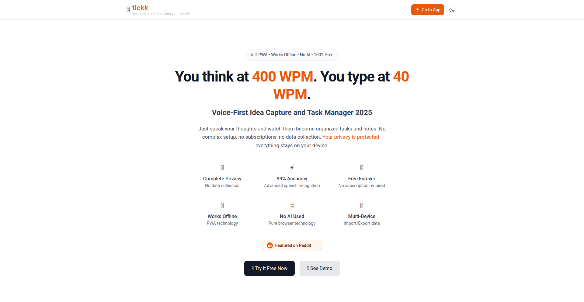 Tickk: Unchained Voice Brain Dump