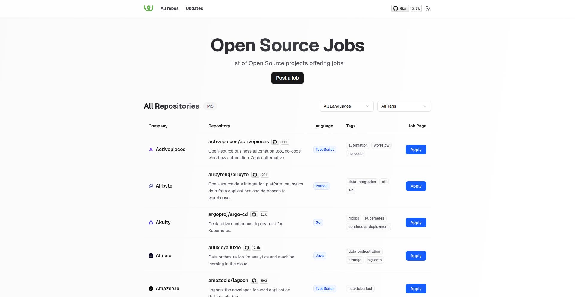 开源招聘项目聚合器