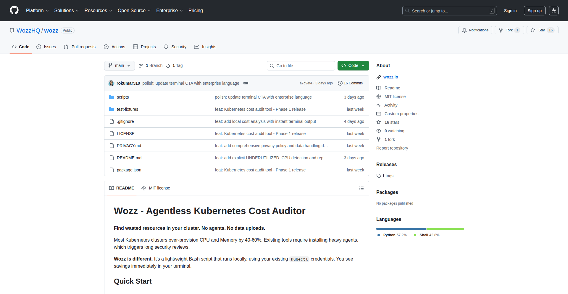 Wozz 零代理 Kubernetes 成本审计器