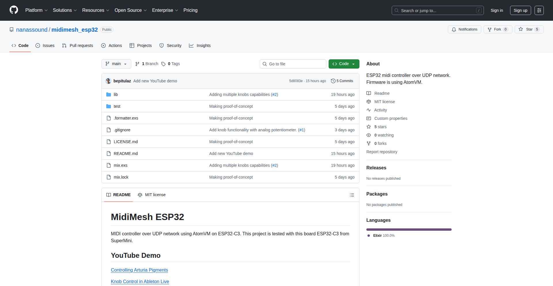 ESP32-Elixir 互联MIDI控制器
