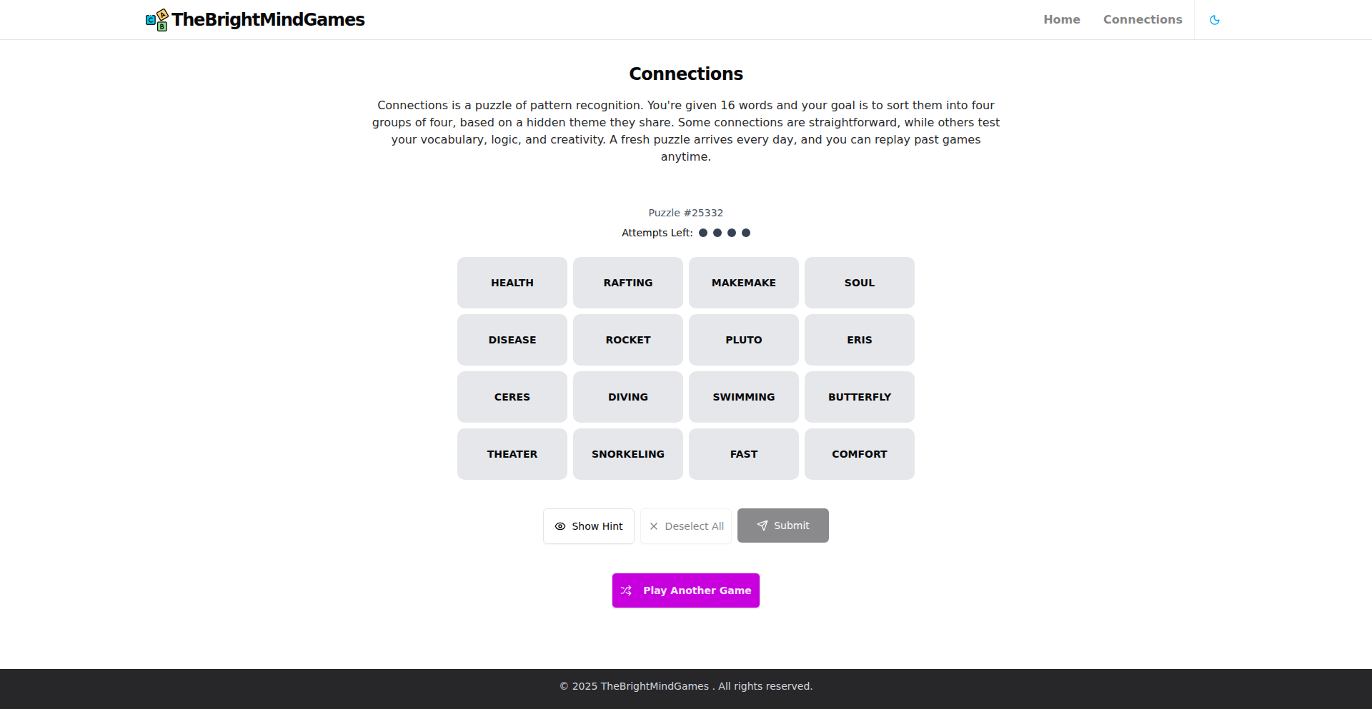 The Bright Mind Games: Daily Word Grid Challenge