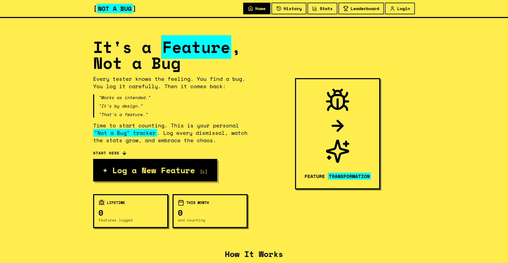 FeatureNotABug Gamified QA Logger