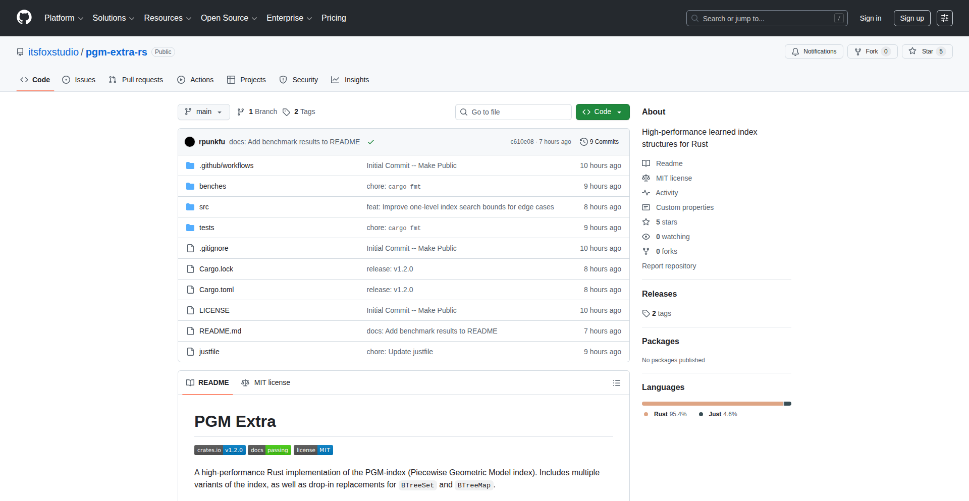 Learned Index Engine for Rust