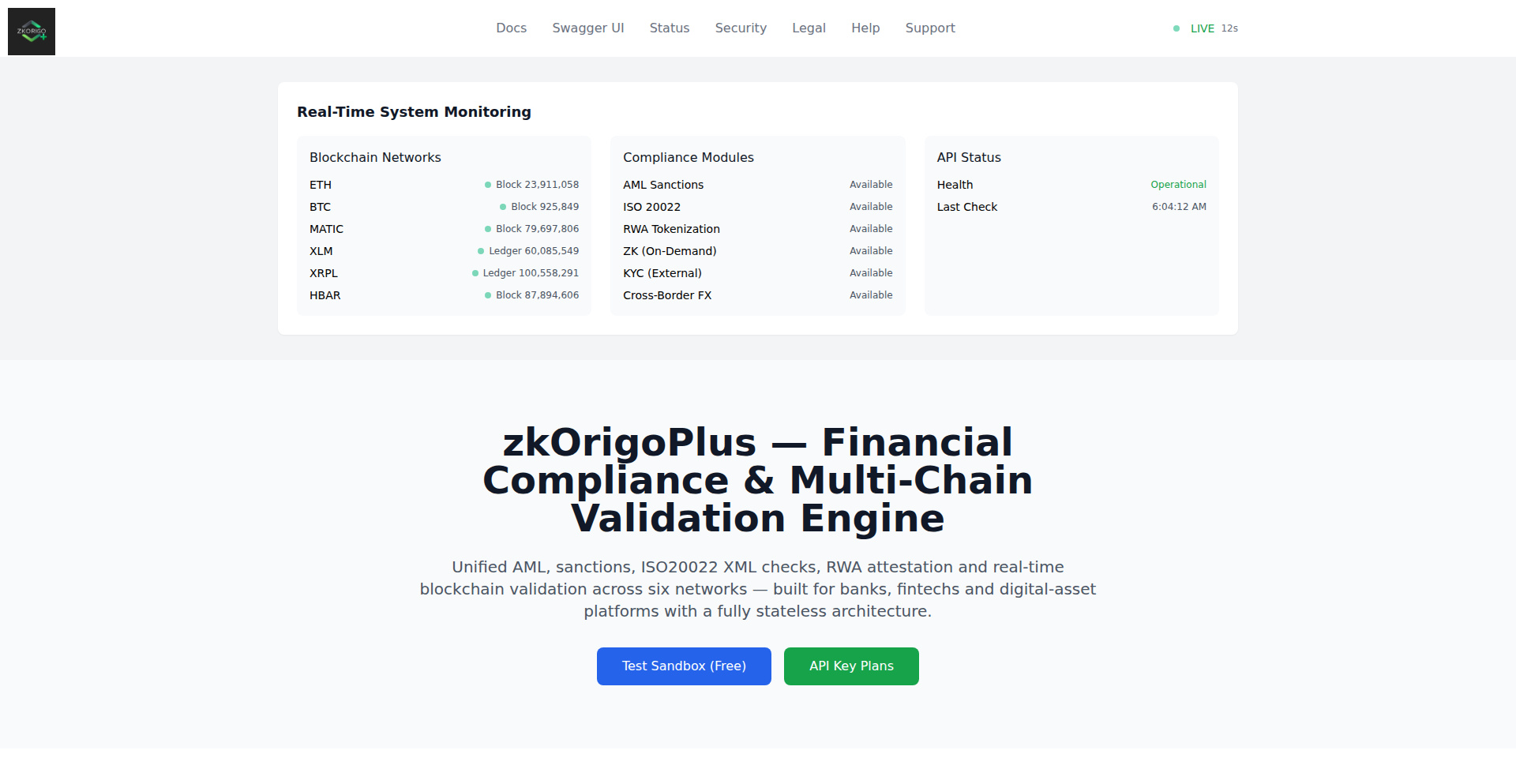 无状态金融合规API (银行与区块链)