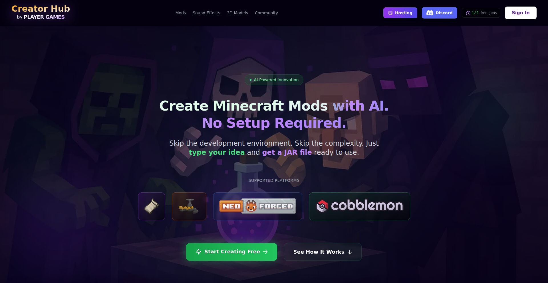 AI创世引擎 - Minecraft 模组AI生成器