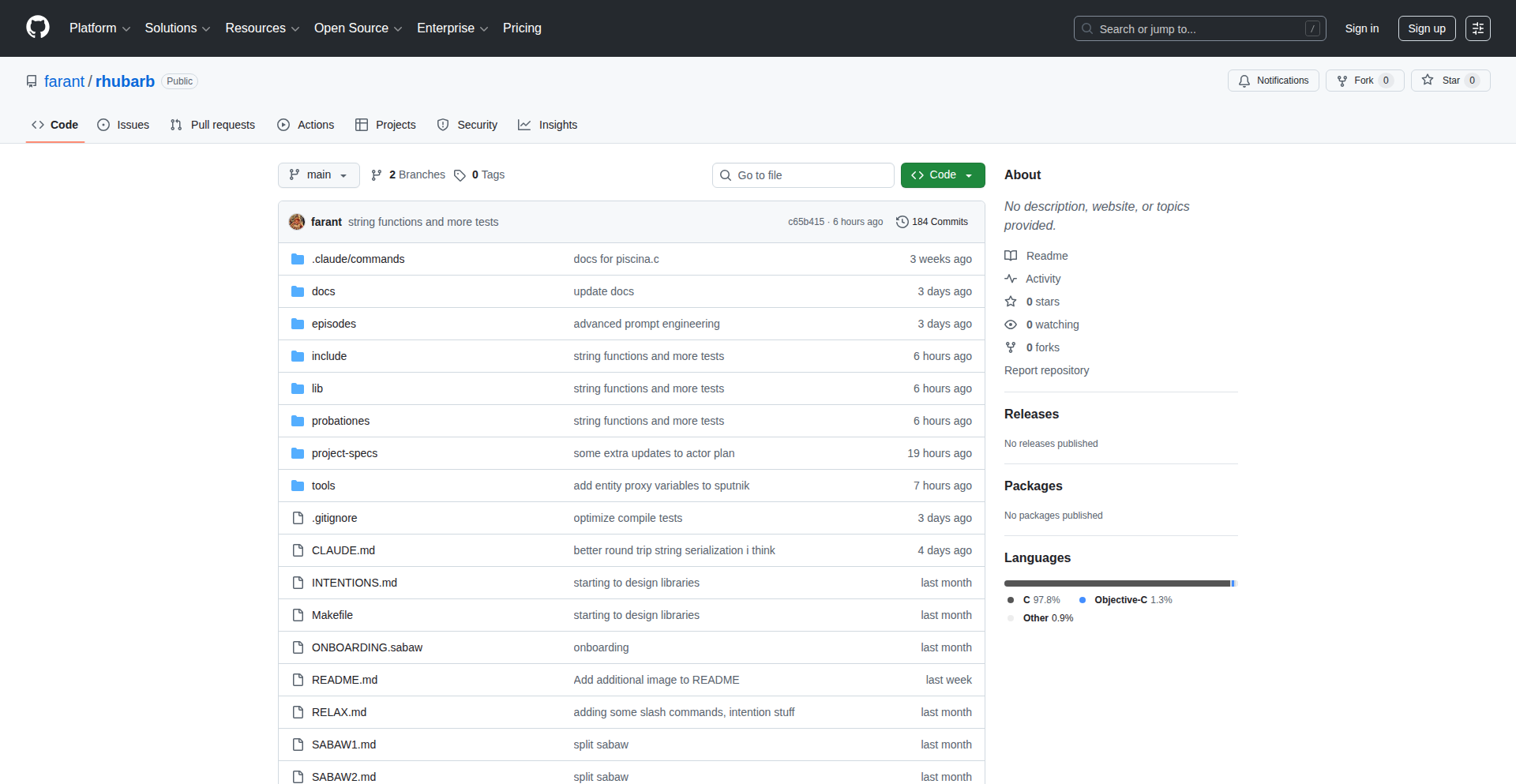 Rhubarb: 拉丁语C89零依赖库