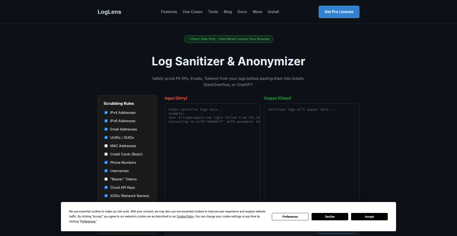 浏览器端隐私卫士：日志匿名化引擎