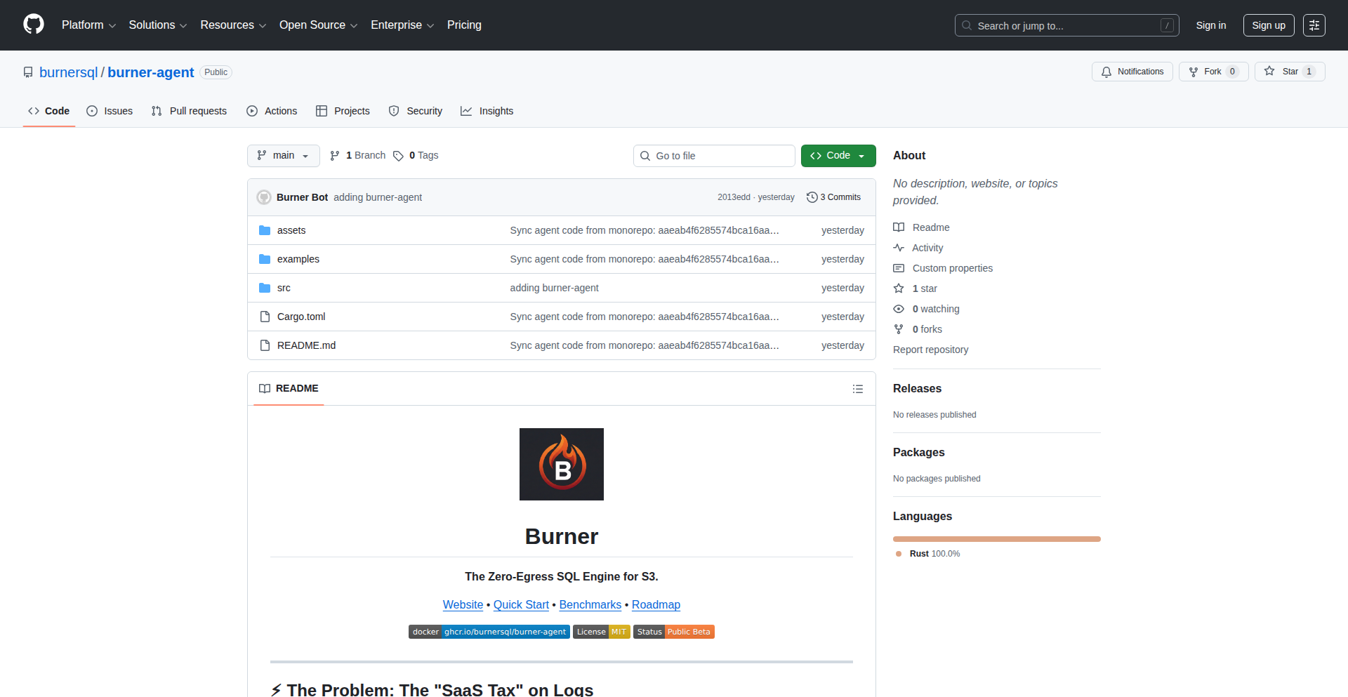 Burner: S3日志即时SQL查询引擎