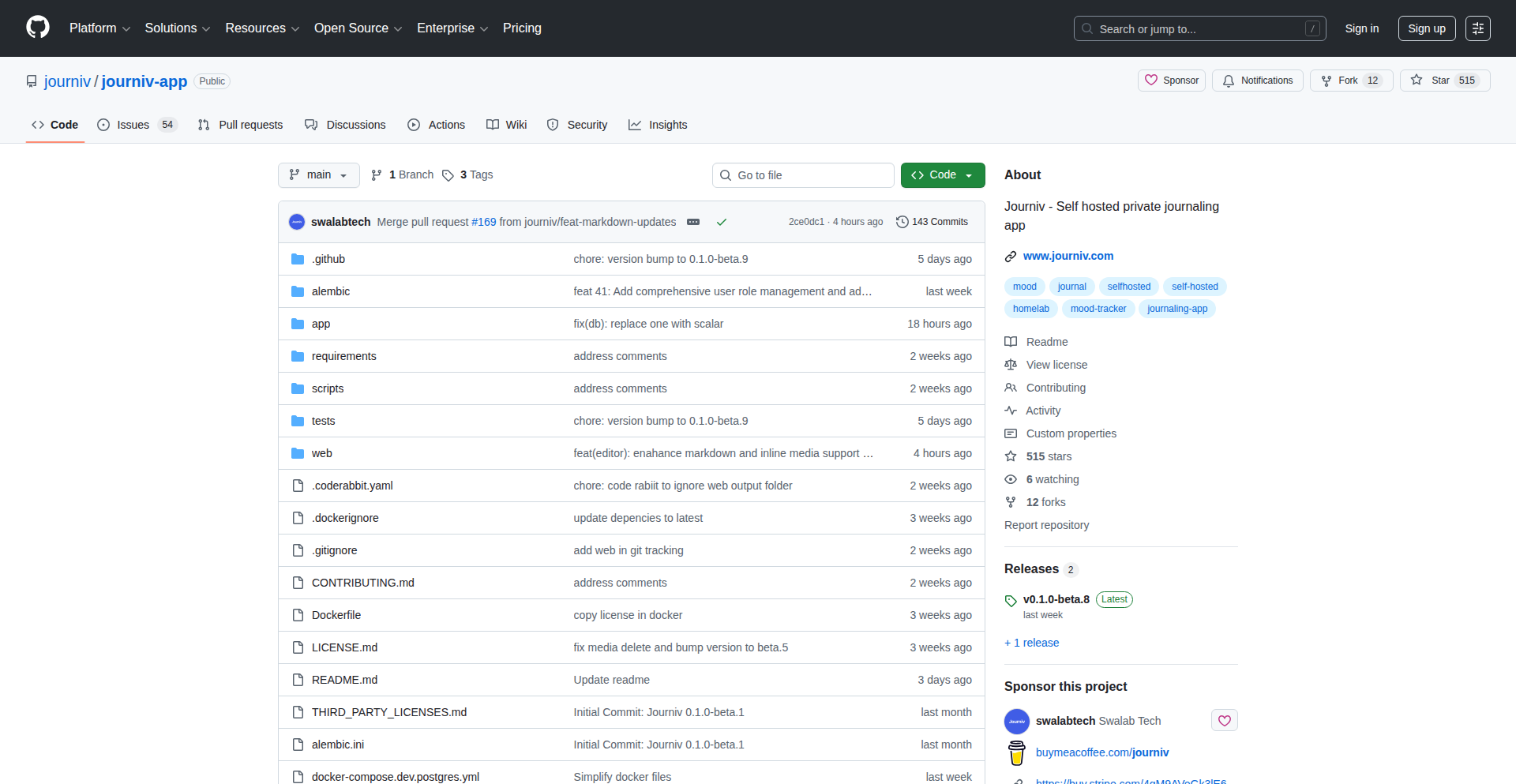 Journiv: Self-Hosted Memory Vault