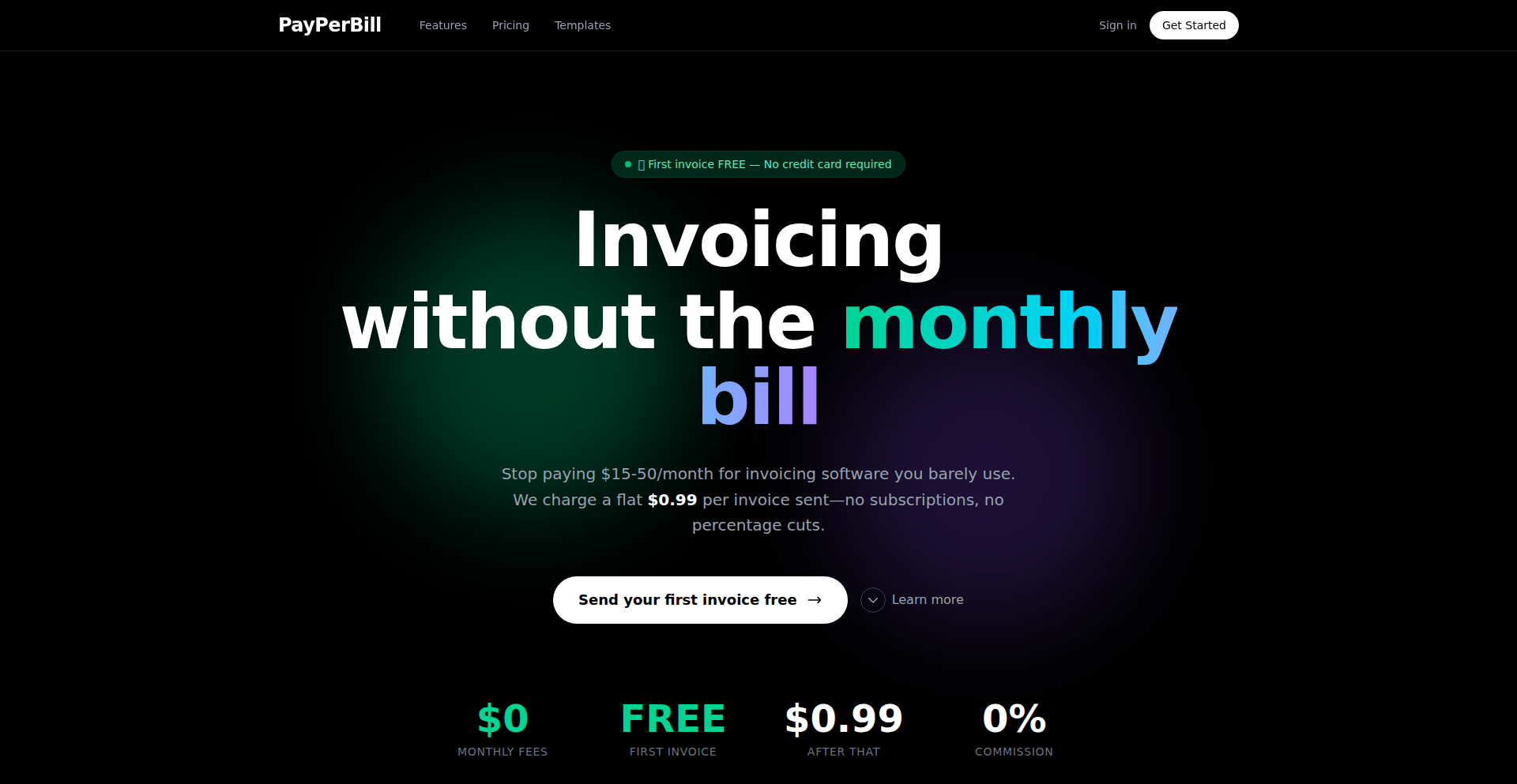 PayPerBill: Invoice Sender, No Monthly Fees