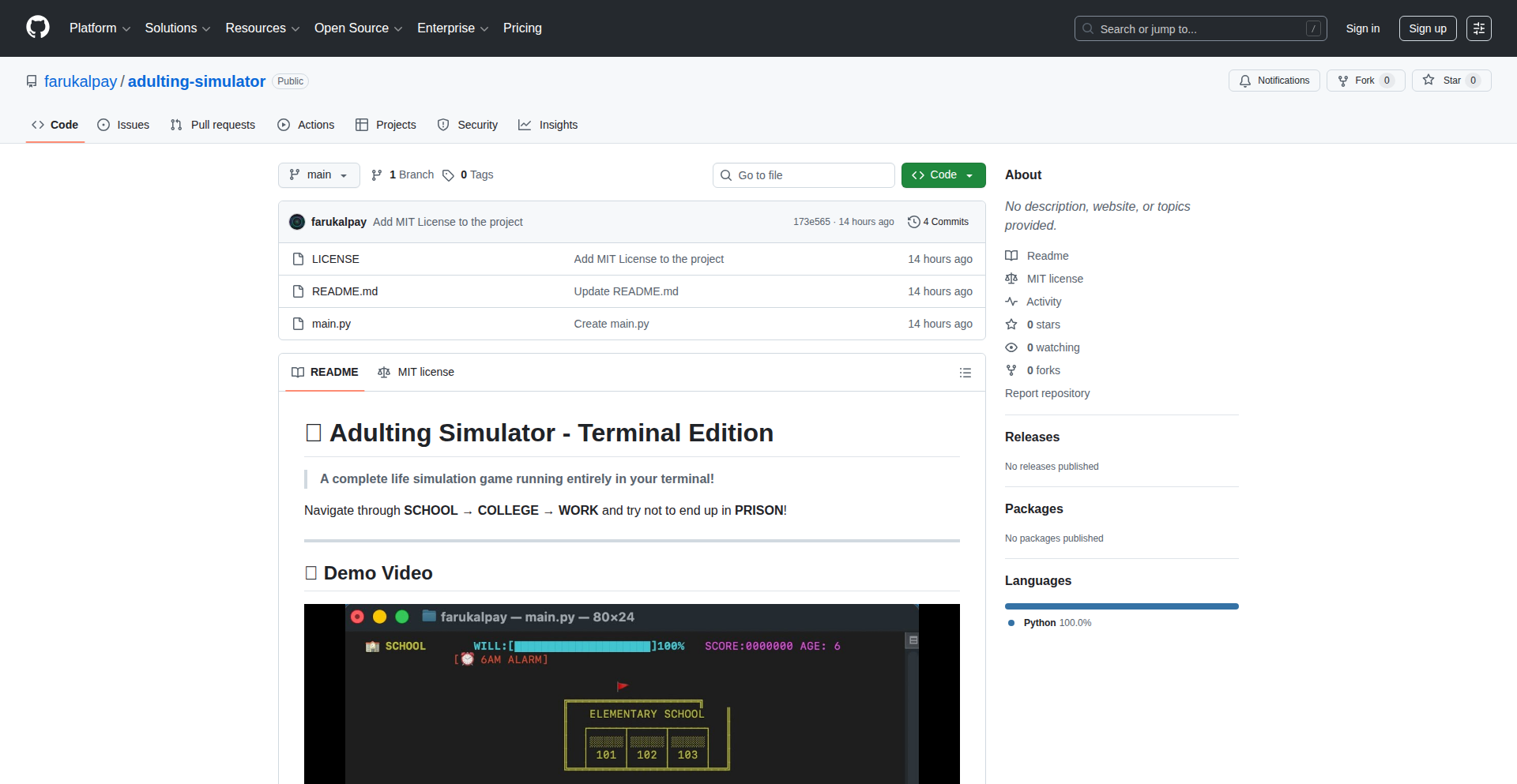 OpusSim: AI-Assisted Python Terminal Life Sim
