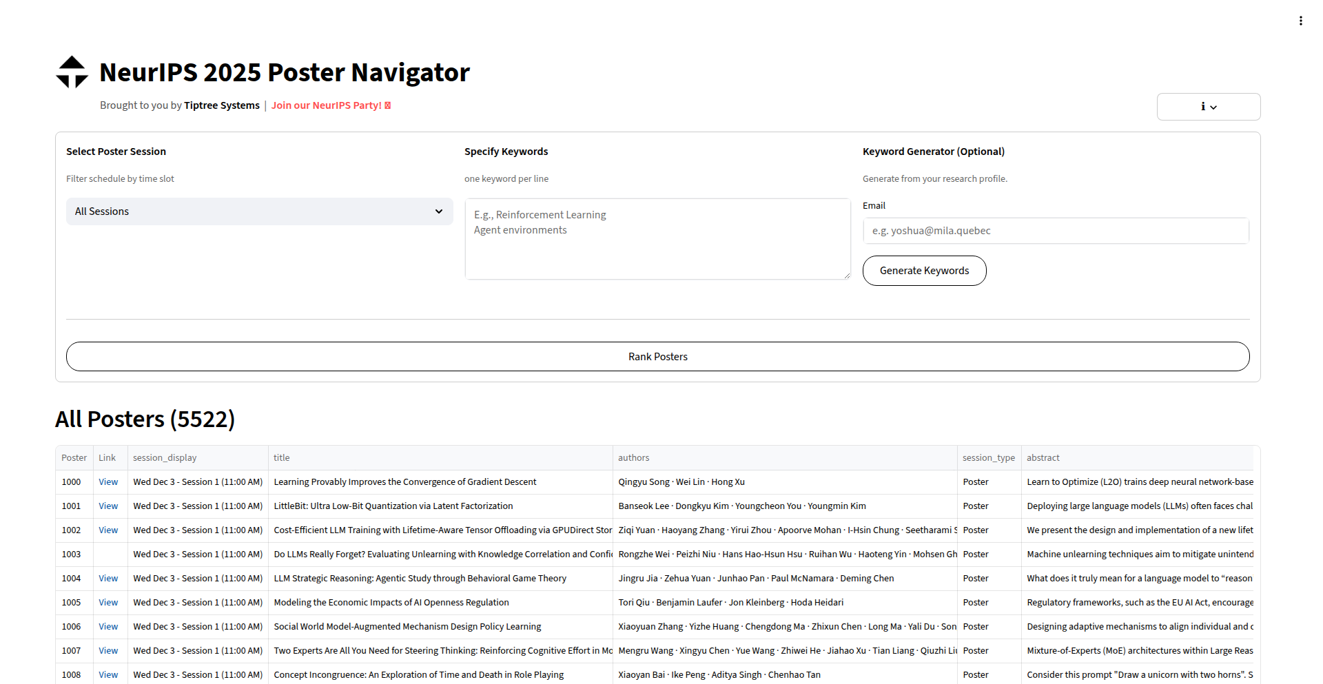 NeurIPS Poster Navigator