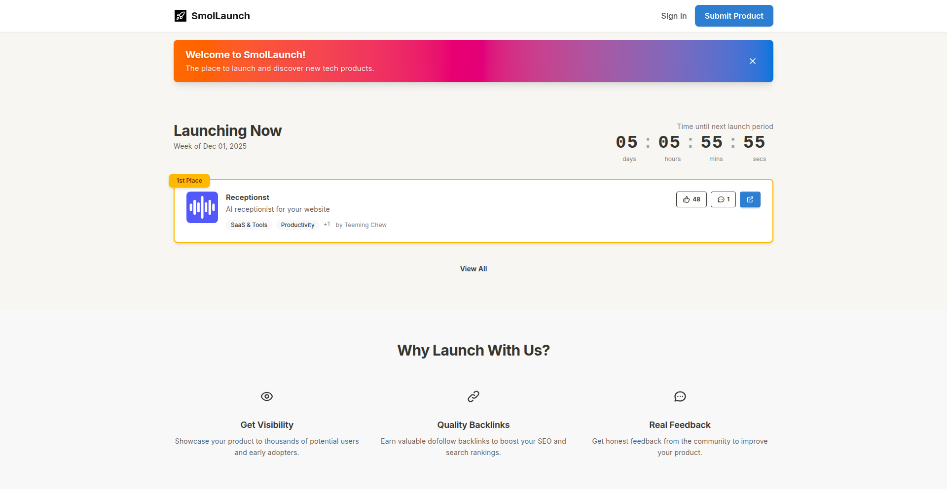 SmolLaunch: 极客作品净土