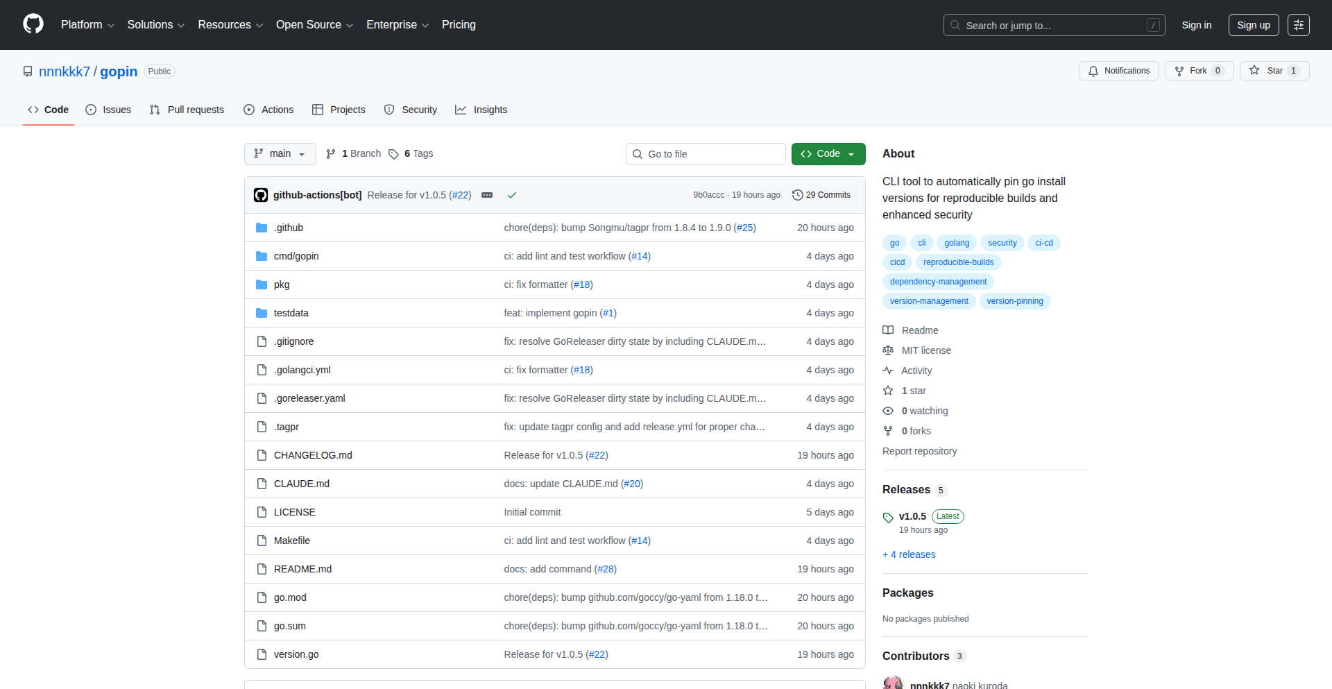 GoPin 自动版本锁定器