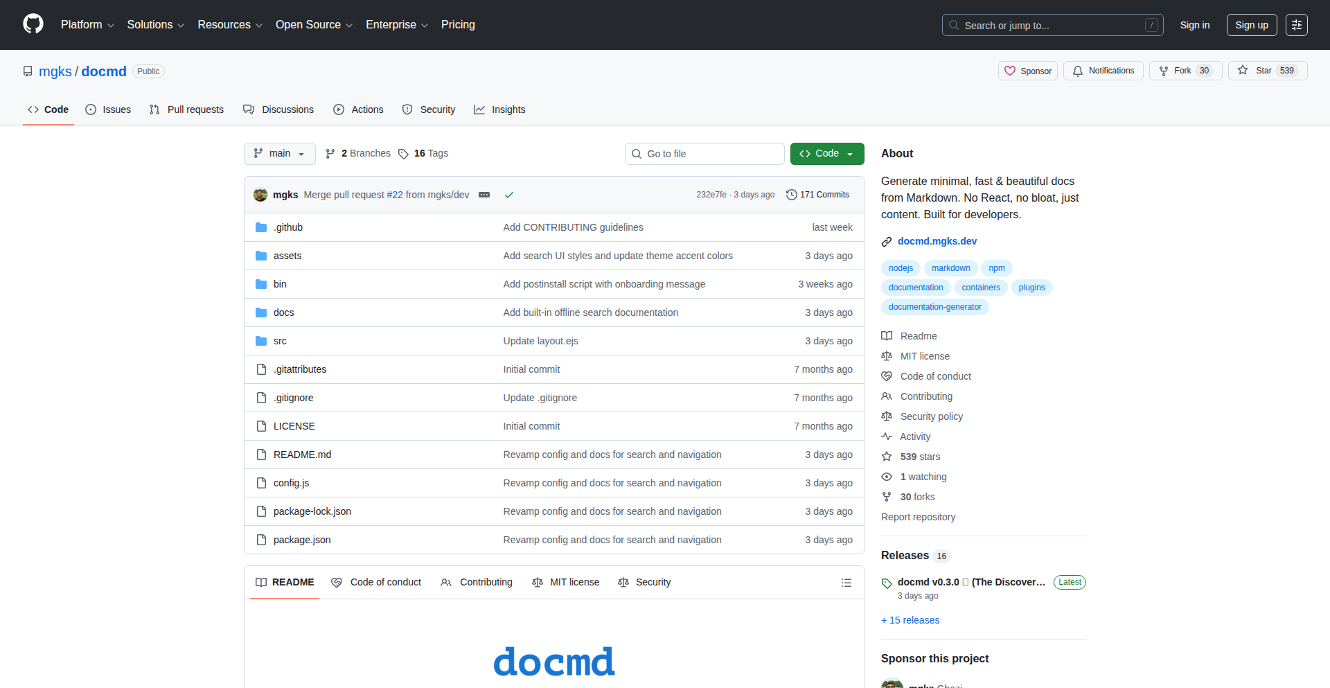 Docmd：轻巧离线的文档生成器