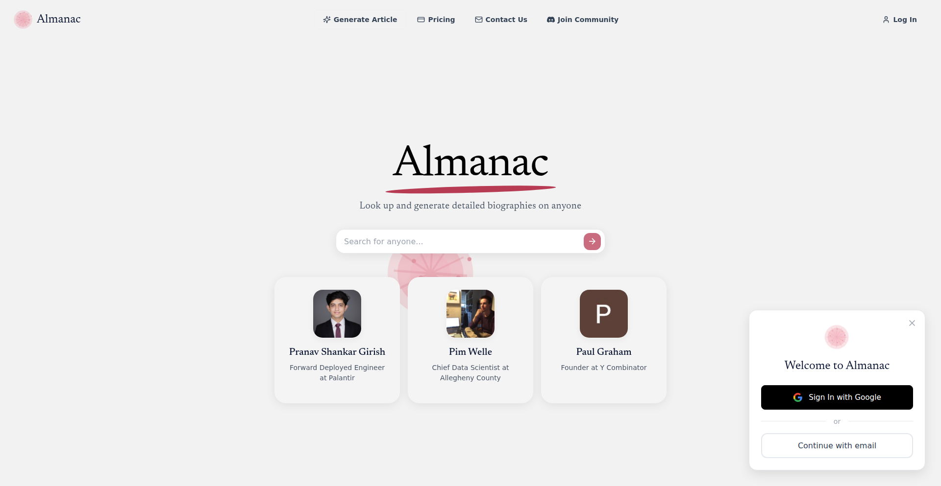 全网人物足迹百科生成器 The Almanac