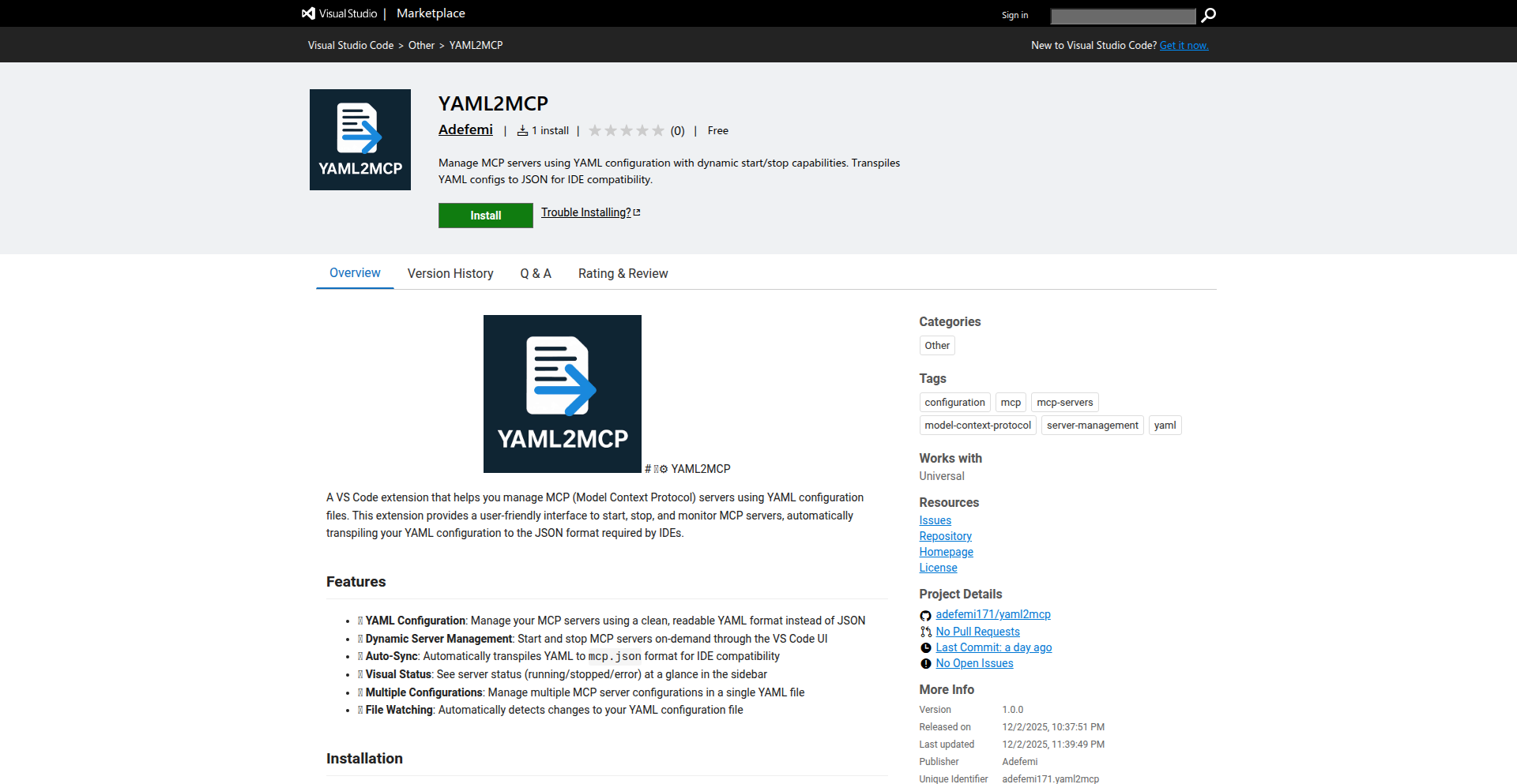 YAML2MCP： YAML驱动的MCP配置管理器