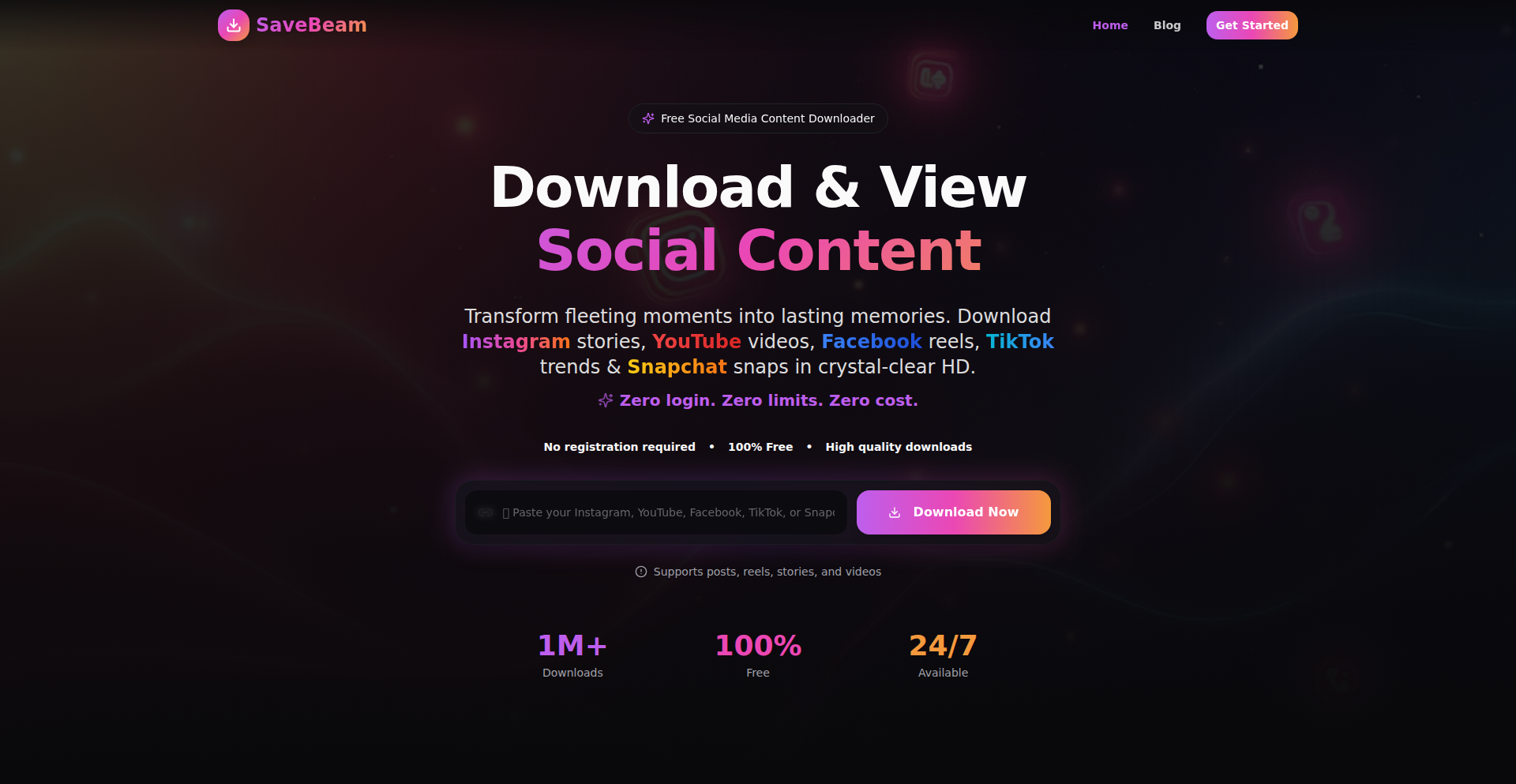 BeamSave - 極速無痕社交媒體媒體媒體內容緩存器