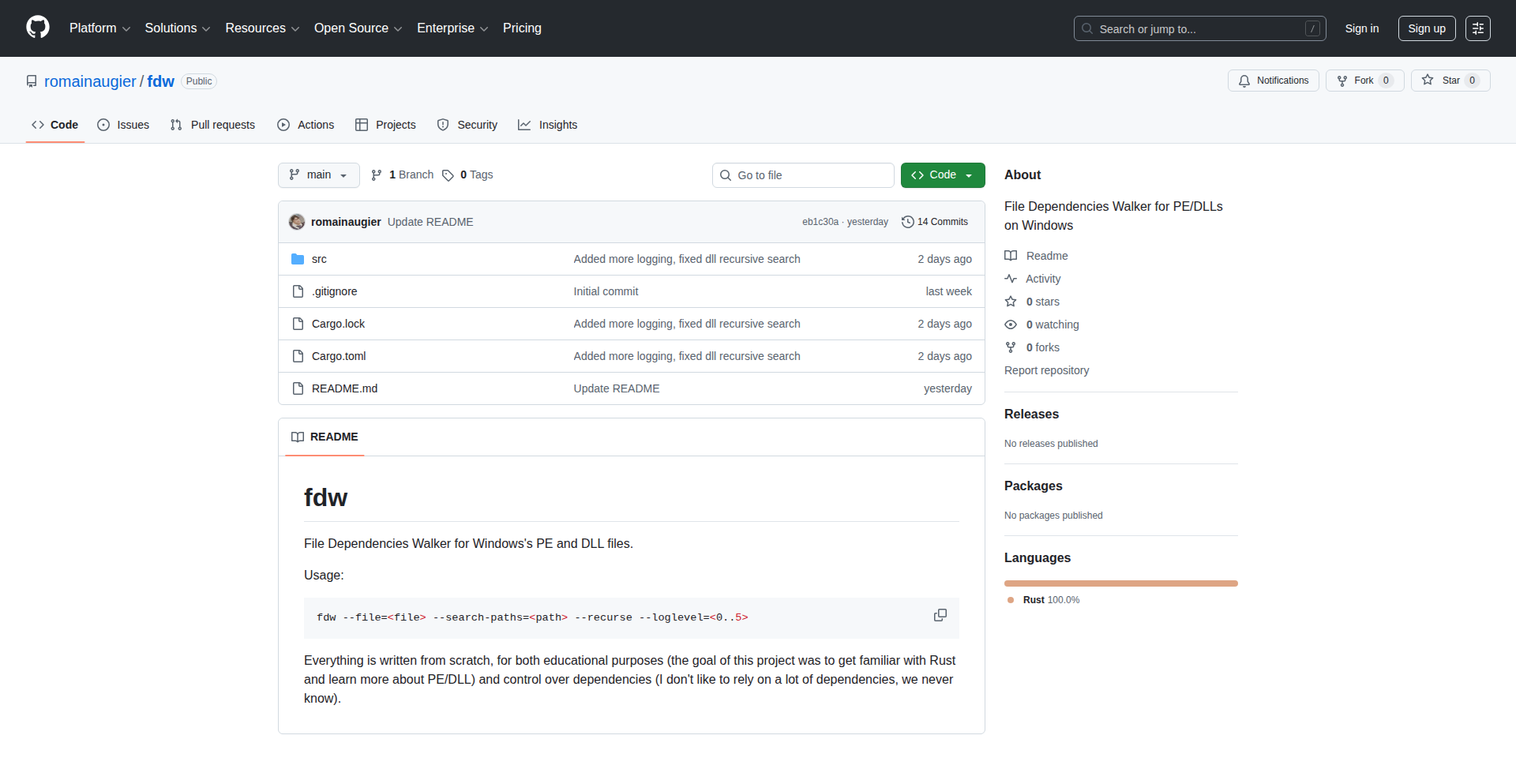 RustPEWalker: 跨时代Rust编写的Windows PE依赖分析工具