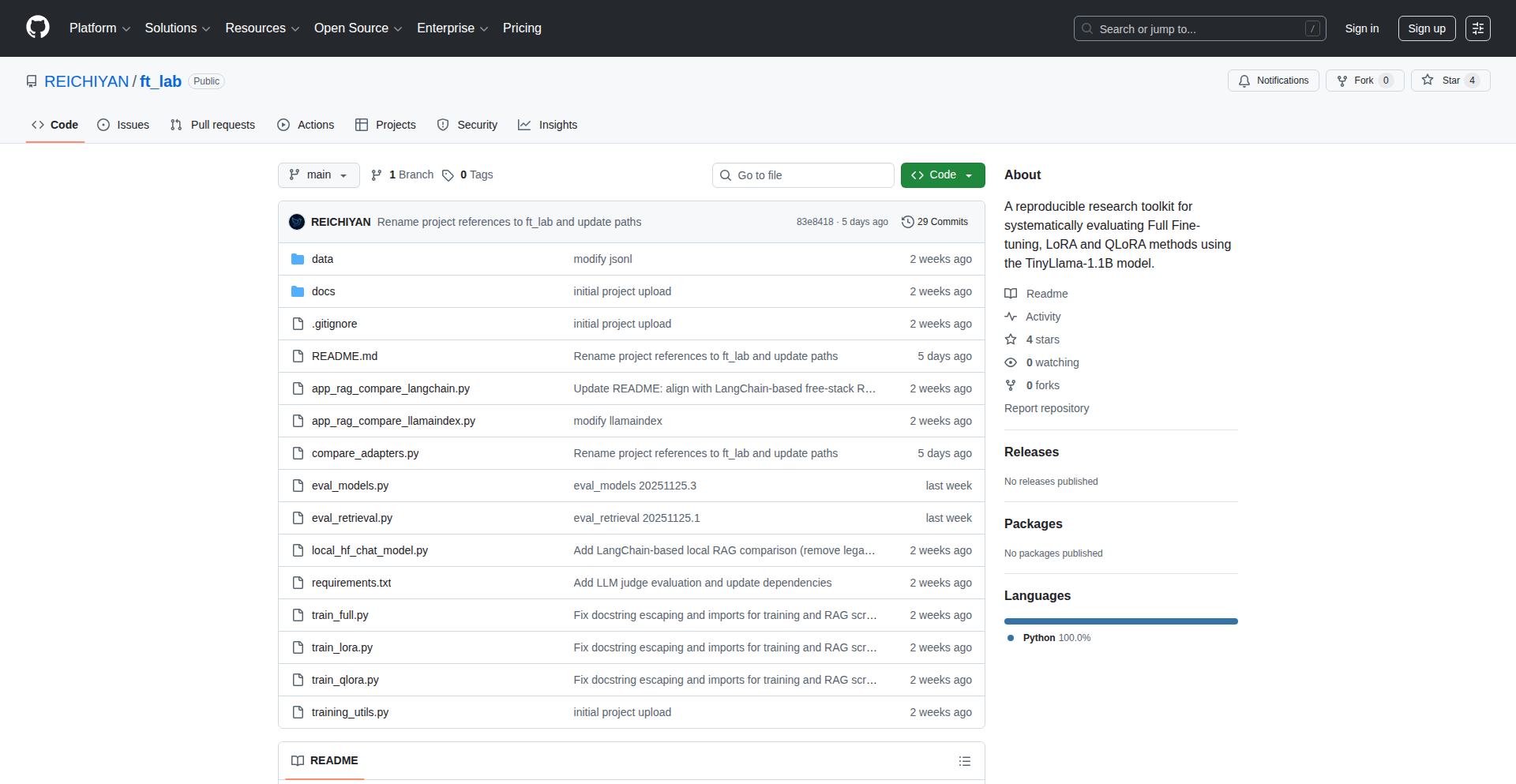 FT-Lab: 轻量级TinyLlama微调与RAG实验台