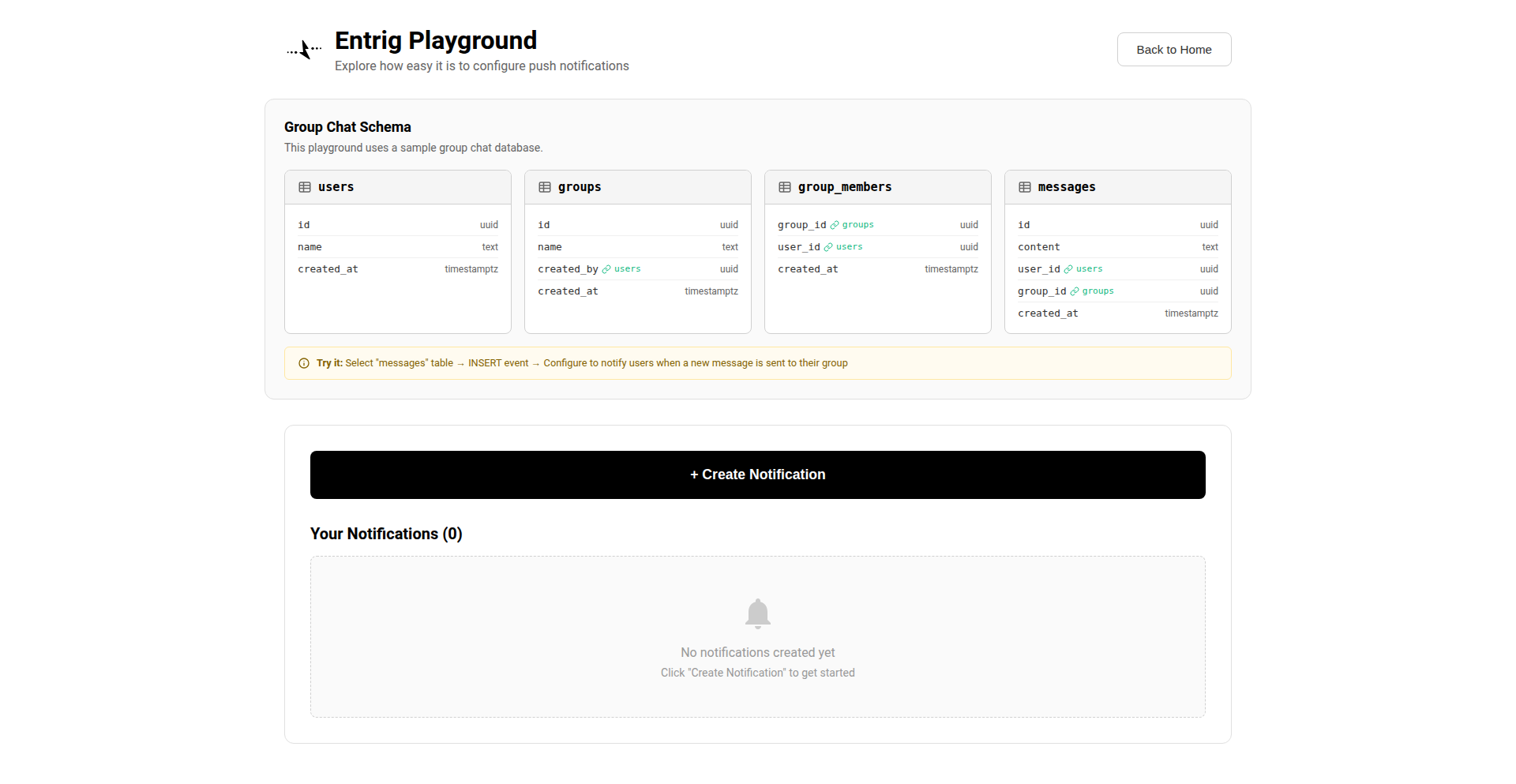Entrig：无代码数据库事件驱动推送通知