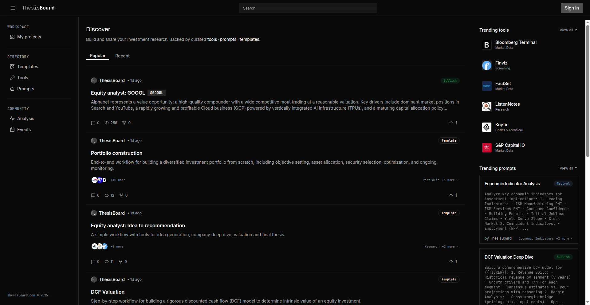 ThesisBoard - 投资研究的结构化工作台
