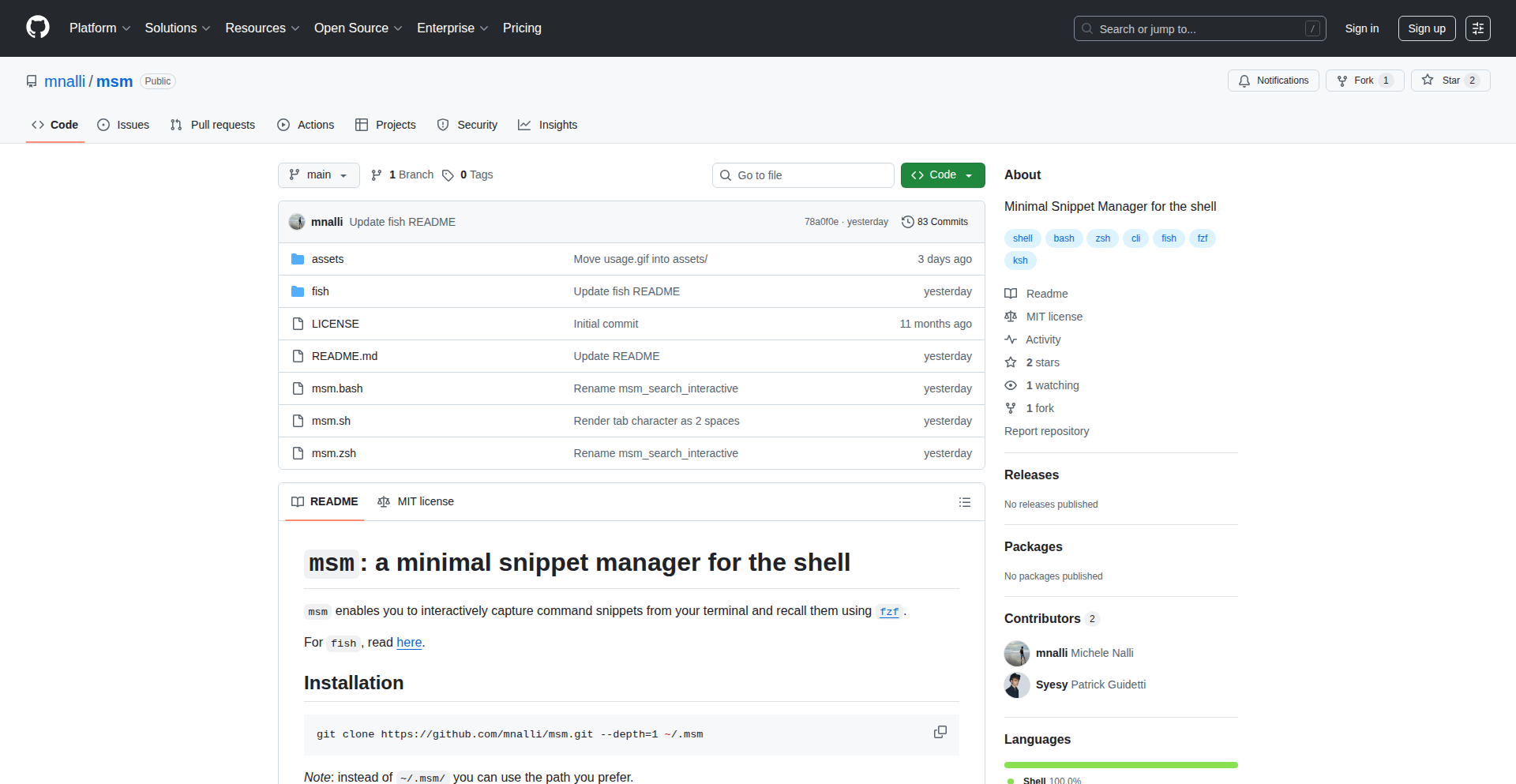 Msm: shell下的极简代码片段管理器 (基于fzf)