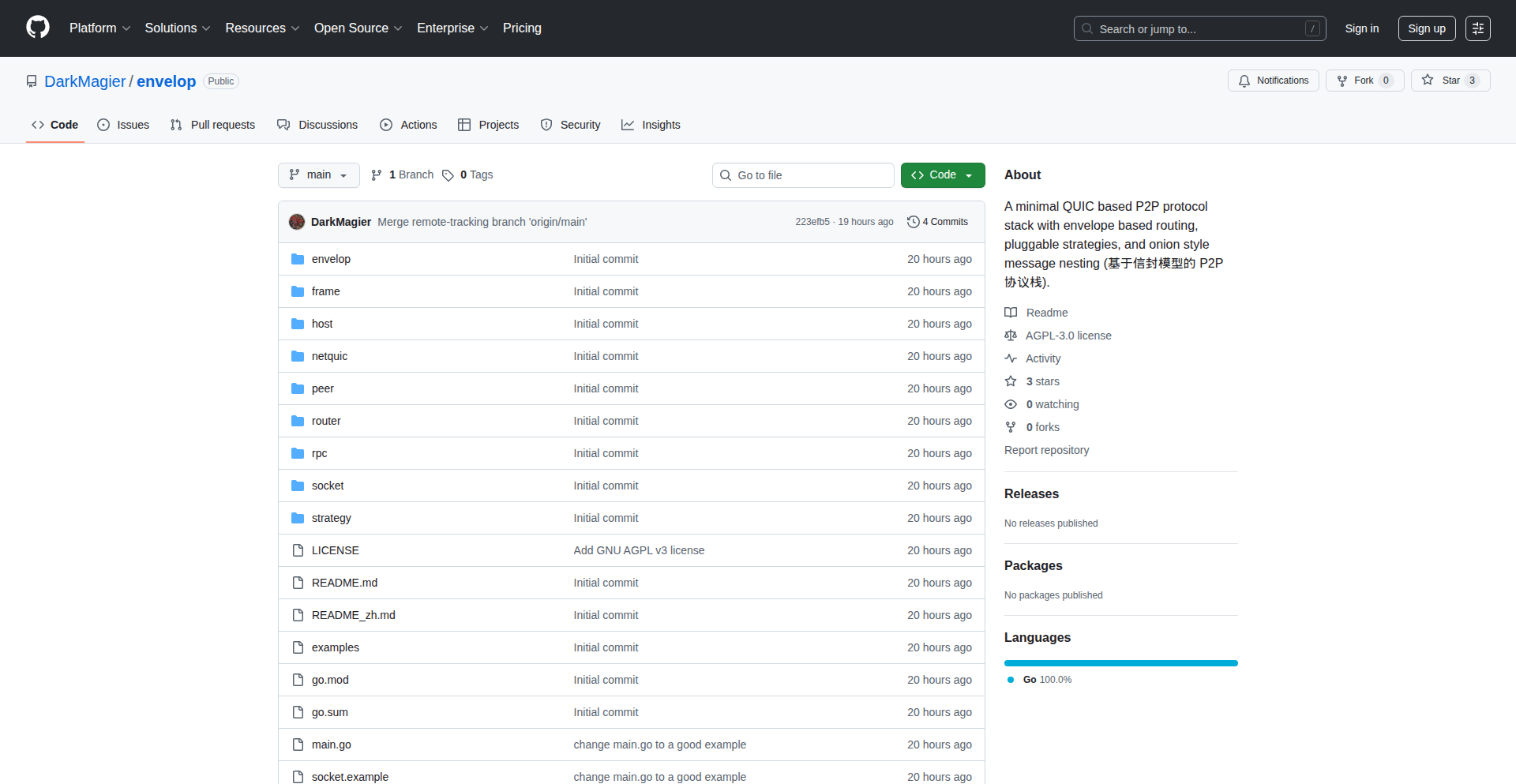Envelop-P2P信封协议栈