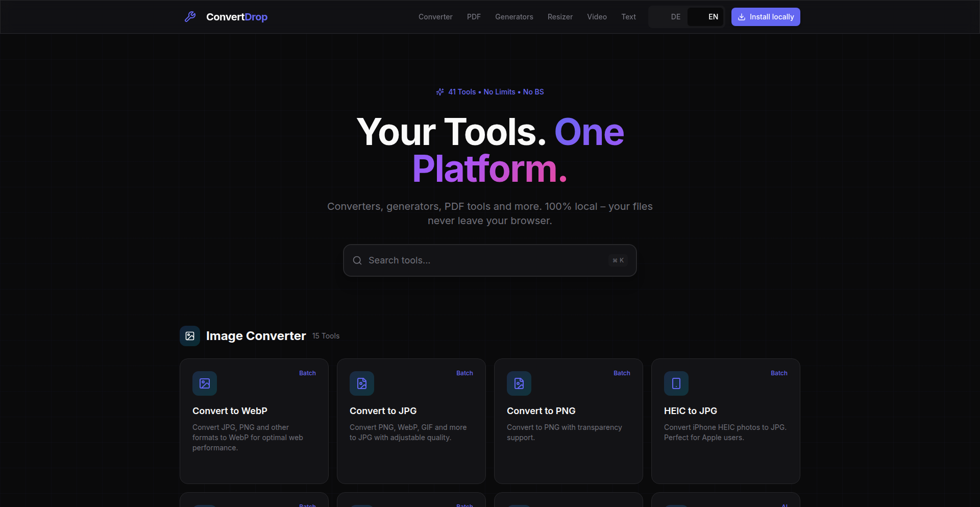ConvertDrop - 本地文件全能转换浏览器