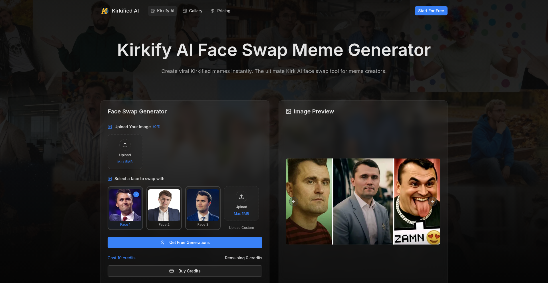 Kirkify AI: 即时霓虹故障表情包生成器