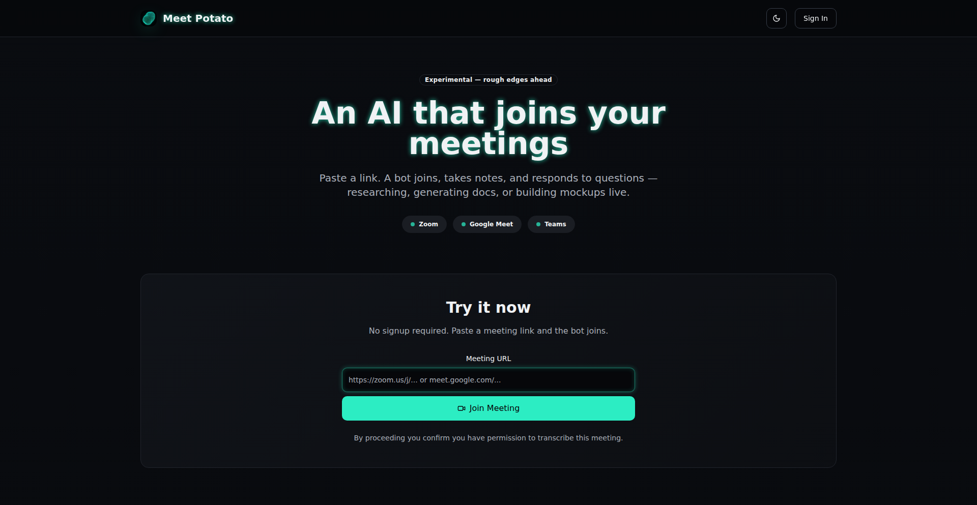 Potato AI Meeting Assistant