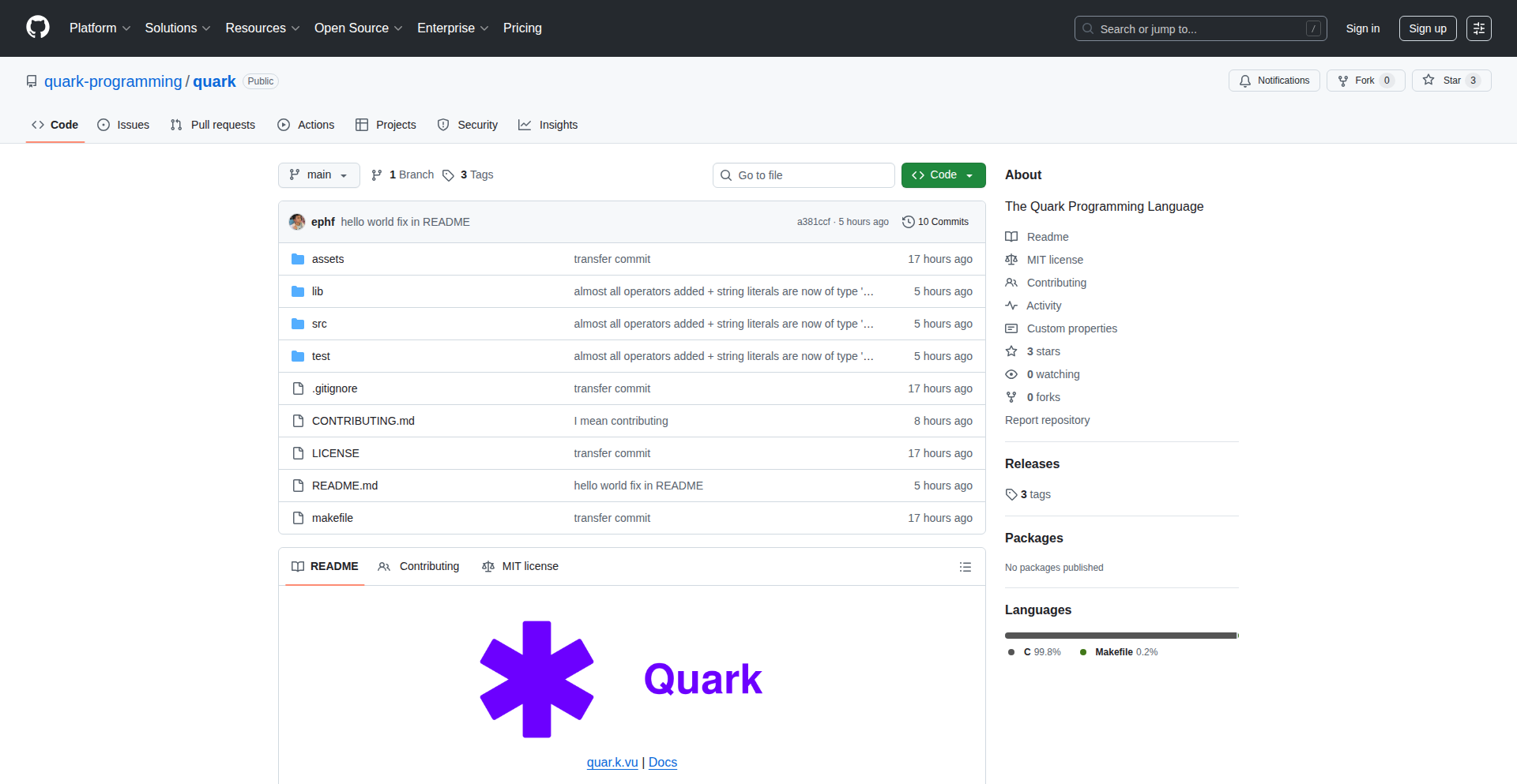 Quark: C-like Language Transpiler with Generics