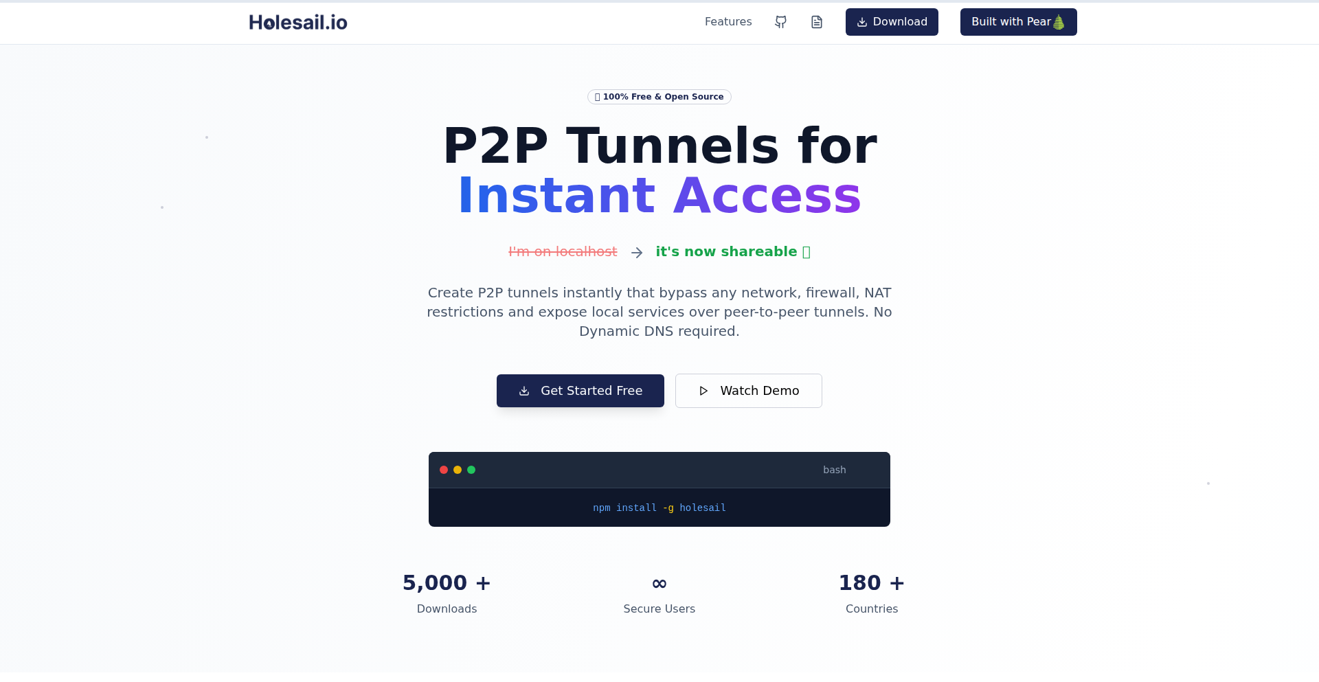 Holesail P2P Tunnel